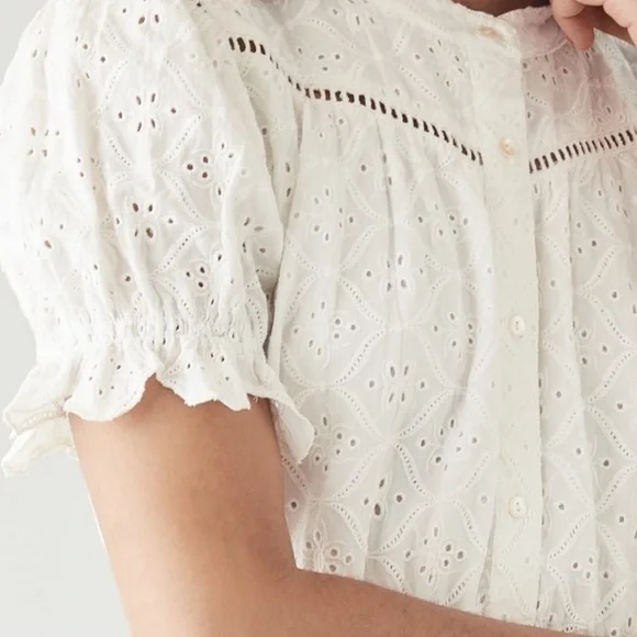 BA&SH White Embroidered Eyelet Beky Dress NWT 100% Cotton White Dress - Picture 3 of 16